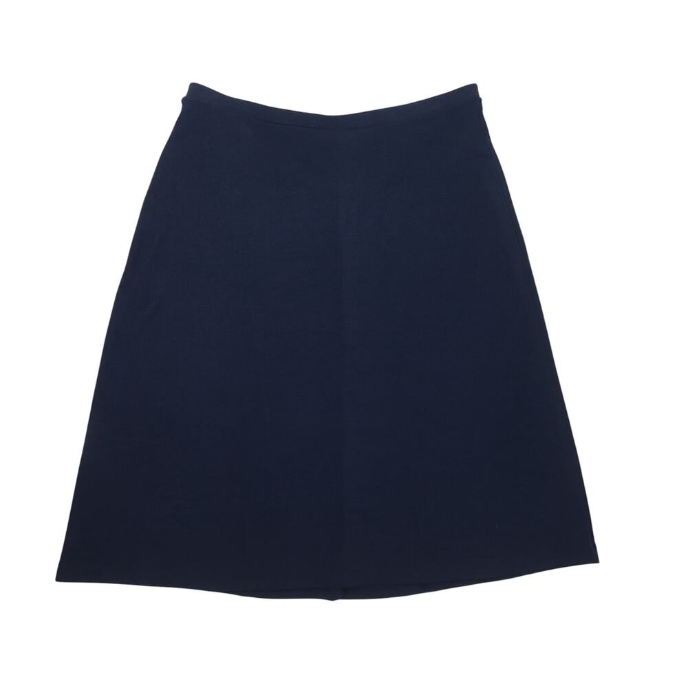 Vintage 90s Weston Wear Navy Blue Slinky Jersey Mini Circle Skirt 2